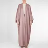 민족 의류 XL 2XL 단색 오픈 아바야 패션 무슬림 드레스 여성 카디건 로브 터키 두바이 스타일 이슬람 Y1200