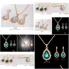 Oorbellen ketting bruidsmeisje sieraden set vaste goudkristallen feest drop levering sets dh8um