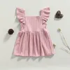 Clothing Sets Lioraitiin 0-24M Infant Baby Girls Casual Princess Dress Solid Square Collar Sleeve Pink/ Beige/ Khaki