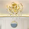 Anhänger Lampen Moderne Einfache Led Luxus Kronleuchter Wohnkultur Rose Gold K9 Kristall Deco Leuchten Wohnzimmer Schlafzimmer Hängelampe