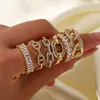 2023 Mode Zirkoon Ring 18K Vergulde Crystal roestvrij staal Bruiloft Set Ringen voor Vrouwen Diamant De opening is verstelbaar op de sieraden