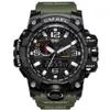 SMAEL marque hommes montres de sport double affichage analogique numérique LED montres à quartz électroniques 50 M étanche natation watch1545 clock211L