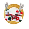 Dinnerware Sets Christmas Silverware Holders Pockets Cutlery Cover Santa Claus Snowman Elk Xmas Party Home Table Dinner Spoons Forks Bags