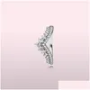 Anelli di nozze Nuova principessa Wish Ring Scatola originale per Pandora 925 Sterling Sier Wishbone Set Cz Diamond Donna Regalo Drop Delivery Jewe Dho9B