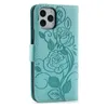 Samsung S23 Ultra Plus A23E A04 4G A23 A13 A03 Core Galaxy A53 A53 A33 5G Imprint Floral Credit ID Card Card Slot Holder Fashion Pouch Pouchのレッドローズフラワーレザーウォレットケースケース