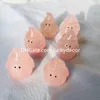 Rose Quartz Carving Snowman Sculpture Winter Home Decor Cute Mini Natural Pink Crystal Christmas Gemstones Santa Claus Standbeeld Holiday Decorations Geschenken voor kinderen