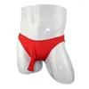 Underpants Ice Silk Men Brief sexy Brevi a vita bassa maschio Gay Translucent Apertura di apertura biancheria intima Breve Peni Case ZJH027S-1