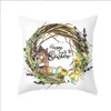 Kussen bedekken Easter Bunny Pillow Bus Rabbit Ei Gedrukte kussensloop Fashion Square Sofa Throw Car Cushion Cover Kussenslip Home Office Hotel Decoratie BC230