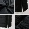 Women's Trench Coats Long Sleeve Pockets Buttons Zipper Placket Quilted Women Coat Thickened Striped Winter Solid Color Hooded Mid-length