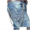 Key Rings Layer Waist Punk Wallet Chain Sier Mens Keychains Skl Biker Link Hook Trousers Pant Belt Fashion Jewelry For Boys C3 Drop D Dhajc