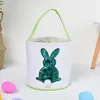 Sequins Easter Egg Storage Basket Canvas Bags Bunny Ear Bucket festives favors Creative Easter Gift Bag With Rabbit Tail festival party Decoration