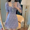 Casual Dresses Summer Puff Sleeve Fairy Dress 2022 Women Vintage Sweet Short Floral Cottagecore Girl Elegant Beach Holiday Wear