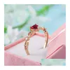 Solitaire Ring Heart for Women Fute Finger Pierścienie Romantyczne prezent urodzinowy dziewczyna moda cyrkon kamienna biżuteria upuszczenie dostawy dhvj6