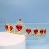 Headpieces mode luxe bruiloft kroon tiara meisje rode hart hoofdband accessoires bruids