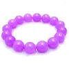 Strand Qingmos 10mm Round Natural Violet Purple Jades Bacelet för kvinnor äkta stenarmband smycken av elastisk bra174