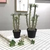 装飾的な花30-50cm 1PCS人工大型偽の偽の植物円筒状のサボテングリーンポットリビングルームガーデン屋外の北欧の家