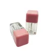 저장 병 도착 정사각형 지방 짧은 립글로스 용기 분홍색 화이트 메이크업 유약 병 개인 라벨 4ml 립글로스 완드 튜브 10pcs