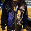 Kadın Hoodies Tişörtü Taklidi Kafatası Mor Sokak Stili Ceket Goth Harajuku Y2k Giyim Grunge Zip Hoodie Toptan Tam Zincir Y2212