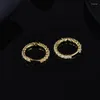 Hoop Earrings SOELLE Real 925 Sterling Silver Yellow Gold Color Soleil Smaill 5A Cubic Zirconia Stones Women Fine Jewelry