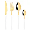 Conjuntos de utensílios de jantar 4pcs Conjunto de talheres pretos de aço inoxidável talheres de cozinha de cozinha home western bife faca de faca