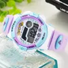 2017 New OHSEN Brand Digital LCD Children Kids Sports Wristwatches Purple Rubber Strap Chronograph Alarm Date Cartoon Girls Watche2680