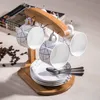 Cup Holder Mok Rack - Bamboo Coffee Cup Rack Home Storage Creative Tea Mok en Saucer Display Organizer voor koffiemokken LX5357