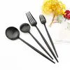 Dinnerware Sets Vintage Matte Black Cutlery Set 18/10 Stainless Steel Knife Dessert Fork Coffee Spoon Tableware Kitchen Flatware