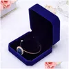 Sieradendozen mode vierkante veet blauwe verpakking voor hanger ketting ringen armband bangle bruiloft verloving cadeau -weergave case 316 dhau44