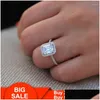 Cluster Rings Charming Lady Promise Ring Sier Color Cubic Zirconia Statement Party Wedding Band For Women Bridal Jewelry Drop Deliver Dhfzw