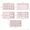 Aufbewahrungsboxen Bins Veet Schmuck Display Tray Case S Stapelbar Exquisite Schmuckhalter Tragbare Ring Ohrringe Halskette Organizer Dhkvz