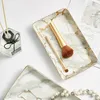 Baking Tools Nordic Gold Marbled Ceramic Tableware Dessert Steak Salad Snack Cake Tray Tea Jewelry Storage