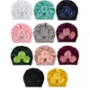 18x17 cm nowonarodzone niemowlę miękkie aksamitne kapelusze indyjskie czapki modne ręcznie szyte koraliki zakłócenia kwiatowe ciepłe nakrycia głowy 11 kolorów