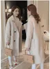 Kvinnor Down Women's Korean Fashion Wool Coat 2022 Autumn Winter Ladies Thicken Warm Solid Coats Double Breasted Lapel Collar