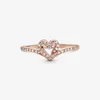 Sparkling Wishbone Heart Ring prawdziwe srebro dla Pandora CZ diamentowa biżuteria ślubna 18-karatowe różowe złoto prezent dla dziewczyny pierścionki zaręczynowe z oryginalnym pudełkiem