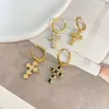 Hoop Earrings 2022 Stainless Steel Mini 316L Plated Zircon Cross Girls Fashion Jewelry Waterproof