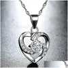 Pendant Necklaces Romantic Heart Necklace Couple Zircon Clavicle Chains Accessories Birthday Gift Drop Delivery Jewelry Pendants Dhglh