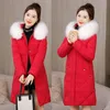 Damen Trenchcoats Solide Winter Frauen Schlanke Lange Jacke Pelzkragen Mit Kapuze Parkas Dicke Schnee Warme Outwear Daunen