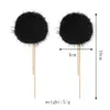 Stud Earrings Female Simple Black Plush Ball Pom For Women Fashion Gold Color Metal Chain Tassel Earring Party Jewelry Gift