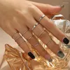 Bagues de cluster LetAPI 10pcs / Ser Mode Simple Design Anillos Vintage Or Argent Couleur Ensembles de joints pour femmes Bijoux Cadeaux