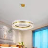 Chandeliers Modern Light Luxury Minimalist Ring LED Chandelier American Model House Living Room Dining Bedroom Metal Glass Pendant Lamp