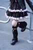 Kvinnors strumpor h￶st japansk tjej punk s￶t b￥ge dekoration downy kn￤hylsa ben t￤cke harajuku jk svart varmare