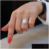 Cluster Rings Charming Lady Promise Ring Sier Color Cubic Zirconia Statement Party Wedding Band For Women Bridal Jewelry Drop Deliver Dhfzw