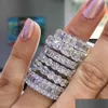 Wedding Rings Luxury 925 Sterling Sier Band Eternity Ring For Women Ladies Big Finger Party Anniversary Gift Lots Bk Jewelry R4577 X Dhqzt