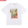 KUK6 MĘŻCZYZNA T SHIRT 2023 Nowa marka modowa Rhude American Angel z HD Printed Tee i damskie krótkie rękawy