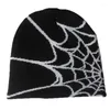 Berets y2k gotycki pająk Wzór wełniany akrylowy kapelusz Kobiet Kobiet czapka zimowe ciepłe czapki mężczyźni grunge hip hop swobodny czaszki na zewnątrz