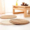 Oreiller naturel Futon Yoga Tatami tapis de méditation japon tressé paille rotin fait à la main rond épaissi genouillère décor à la maison