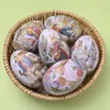 Pâques fer blanc en forme d'oeuf bonbons étain lapin imprimé métal printemps fête faveur cadeau emballage étui de rangement taille S M L