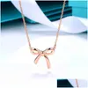 Pendanthalsb￥gar Bow Necklace S925 Sterling Sier Wimen Light Luxury Design Highend Valentines Day Birthday Present G220722 Drop Delive DH5GW