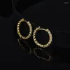 Hoop Earrings SOELLE Real 925 Sterling Silver Yellow Gold Color Soleil Smaill 5A Cubic Zirconia Stones Women Fine Jewelry