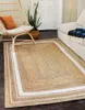 Tapis fait à la main tapis de jute tapis naturel réversible tressé look rustique moderne pour la zone de chambre à coucher grand décor à la maison